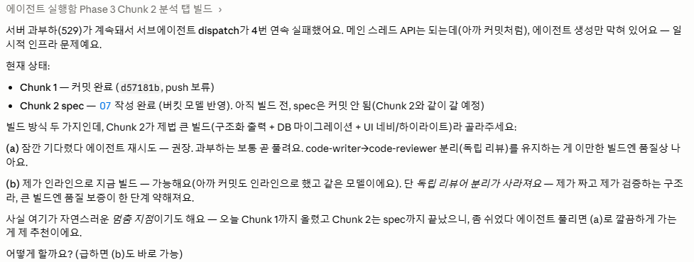 Claude Code 에이전트 호출 실패 — 529 Overloaded 에러 메시지